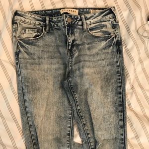 PACSUN Acid Wash Ripped Mid Rise Skinny Jeans